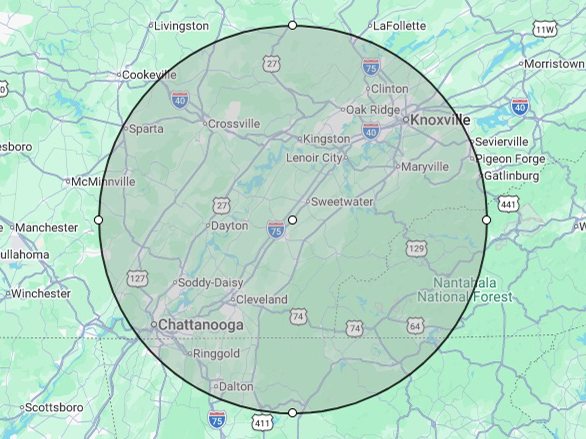 Rock Solid Home Inspections East Tennessee Service Area Map
